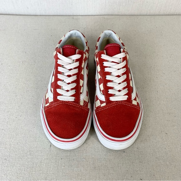 Vans~Women’s‎ Old Skool Retro Red Checkerboard Suede/Canvas Sneakers~Sz 5.5 - Picture 4 of 13